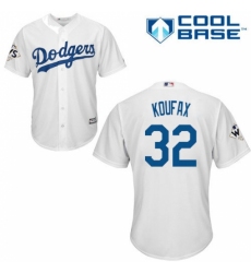 Youth Majestic Los Angeles Dodgers #32 Sandy Koufax Replica White Home 2017 World Series Bound Cool Base MLB Jersey