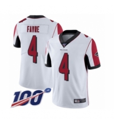 Men's Atlanta Falcons #4 Brett Favre White Vapor Untouchable Limited Player 100th Season Football Jersey