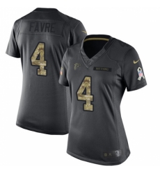 Women's Nike Atlanta Falcons #4 Brett Favre Limited Black 2016 Salute to Service NFL Jersey