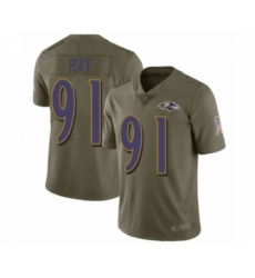 Men's Baltimore Ravens #91 Shane Ray Limited Olive 2017 Salute to Service Football Jersey