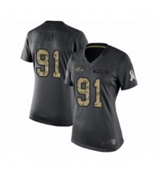 Women's Baltimore Ravens #91 Shane Ray Limited Black 2016 Salute to Service Football Jersey