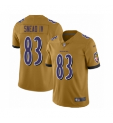 Men's Baltimore Ravens #83 Willie Snead IV Limited Gold Inverted Legend Football Jersey