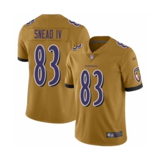 Men's Baltimore Ravens #83 Willie Snead IV Limited Gold Inverted Legend Football Jersey Men's Baltimore Ravens #83 Willie Snead IV Limited Gold Inverted Legend Football Jersey