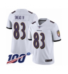 Men's Baltimore Ravens #83 Willie Snead IV White Vapor Untouchable Limited Player 100th Season Football Jersey