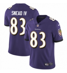 Men's Nike Baltimore Ravens #83 Willie Snead IV Purple Team Color Vapor Untouchable Limited Player NFL Jersey