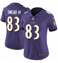 Women's Nike Baltimore Ravens #83 Willie Snead IV Purple Team Color Vapor Untouchable Limited Player NFL Jersey