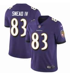 Youth Nike Baltimore Ravens #83 Willie Snead IV Purple Team Color Vapor Untouchable Limited Player NFL Jersey