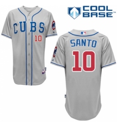 Men's Majestic Chicago Cubs #10 Ron Santo Replica Grey Alternate Road Cool Base MLB Jersey