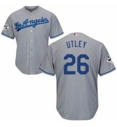 Youth Majestic Los Angeles Dodgers #26 Chase Utley Authentic Grey Road 2017 World Series Bound Cool Base MLB Jersey