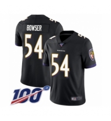 Men's Baltimore Ravens #54 Tyus Bowser Black Alternate Vapor Untouchable Limited Player 100th Season Football Jersey