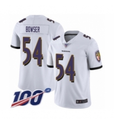 Men's Baltimore Ravens #54 Tyus Bowser White Vapor Untouchable Limited Player 100th Season Football Jersey