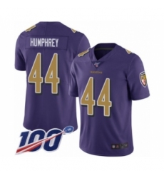 Men's Baltimore Ravens #44 Marlon Humphrey Limited Purple Rush Vapor Untouchable 100th Season Football Jersey