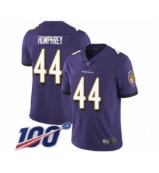 Men's Baltimore Ravens #44 Marlon Humphrey Purple Team Color Vapor Untouchable Limited Player 100th Season Football Jersey