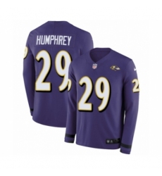 Men's Nike Baltimore Ravens #29 Marlon Humphrey Limited Purple Therma Long Sleeve NFL Jersey