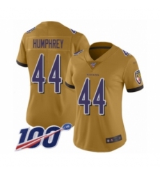 Women's Baltimore Ravens #44 Marlon Humphrey Limited Gold Inverted Legend 100th Season Football Jersey