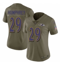 Women's Nike Baltimore Ravens #29 Marlon Humphrey Limited Olive 2017 Salute to Service NFL Jersey