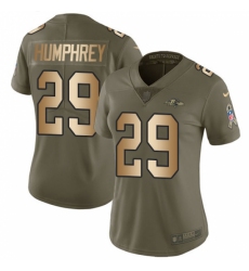 Women's Nike Baltimore Ravens #29 Marlon Humphrey Limited Olive/Gold Salute to Service NFL Jersey