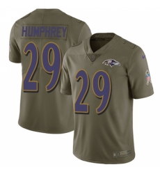 Youth Nike Baltimore Ravens #29 Marlon Humphrey Limited Olive 2017 Salute to Service NFL Jersey