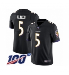Men's Baltimore Ravens #5 Joe Flacco Black Alternate Vapor Untouchable Limited Player 100th Season Football Jersey