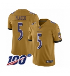 Men's Baltimore Ravens #5 Joe Flacco Limited Gold Inverted Legend 100th Season Football Jersey