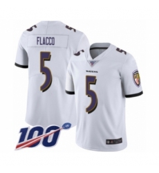 Men's Baltimore Ravens #5 Joe Flacco White Vapor Untouchable Limited Player 100th Season Football Jersey