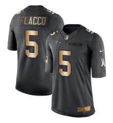 Men's Nike Baltimore Ravens #5 Joe Flacco Limited Black/Gold Salute to Service NFL Jersey