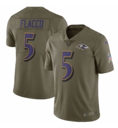 Men's Nike Baltimore Ravens #5 Joe Flacco Limited Olive 2017 Salute to Service NFL Jersey