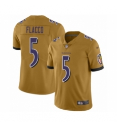 Women's Baltimore Ravens #5 Joe Flacco Limited Gold Inverted Legend Football Jersey