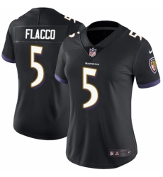 Women's Nike Baltimore Ravens #5 Joe Flacco Black Alternate Vapor Untouchable Limited Player NFL Jersey