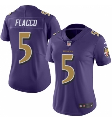 Women's Nike Baltimore Ravens #5 Joe Flacco Limited Purple Rush Vapor Untouchable NFL Jersey