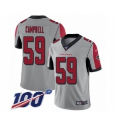 Youth Atlanta Falcons #59 De'Vondre Campbell Limited Silver Inverted Legend 100th Season Football Jersey