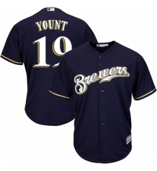 Men's Majestic Milwaukee Brewers #19 Robin Yount Replica Navy Blue Alternate Cool Base MLB Jersey
