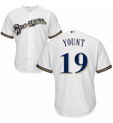 Men's Majestic Milwaukee Brewers #19 Robin Yount Replica White Home Cool Base MLB Jersey