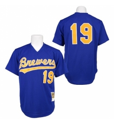 Men's Mitchell and Ness 1991 Milwaukee Brewers #19 Robin Yount Replica Blue Throwback MLB Jersey