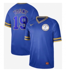 Men's Nike Milwaukee Brewers #19 Robin Yount Royal Authentic Cooperstown Collection Stitched Baseball Jersey