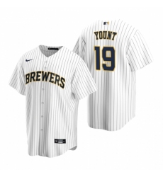Men's Nike Milwaukee Brewers #19 Robin Yount White Alternate Stitched Baseball Jersey