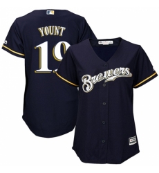 Women's Majestic Milwaukee Brewers #19 Robin Yount Authentic Navy Blue Alternate Cool Base MLB Jersey