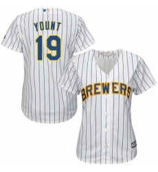 Women's Majestic Milwaukee Brewers #19 Robin Yount Replica White Alternate Cool Base MLB Jersey