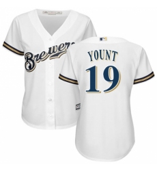 Women's Majestic Milwaukee Brewers #19 Robin Yount Replica White Home Cool Base MLB Jersey