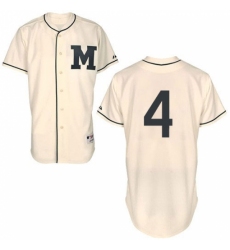 Men's Majestic Milwaukee Brewers #4 Paul Molitor Authentic Cream 1913 Turn Back The Clock MLB Jersey