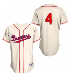 Men's Majestic Milwaukee Brewers #4 Paul Molitor Replica Cream 1948 Turn Back The Clock MLB Jersey