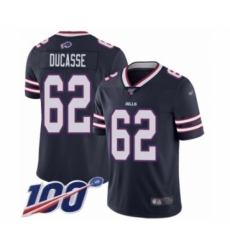 Men's Buffalo Bills #62 Vladimir Ducasse Limited Navy Blue Inverted Legend 100th Season Football Jersey