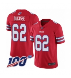Men's Buffalo Bills #62 Vladimir Ducasse Limited Red Rush Vapor Untouchable 100th Season Football Jersey