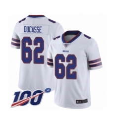 Men's Buffalo Bills #62 Vladimir Ducasse White Vapor Untouchable Limited Player 100th Season Football Jersey
