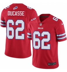 Men's Nike Buffalo Bills #62 Vladimir Ducasse Limited Red Rush Vapor Untouchable NFL Jersey