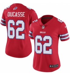 Women's Nike Buffalo Bills #62 Vladimir Ducasse Limited Red Rush Vapor Untouchable NFL Jersey