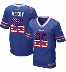 Men's Nike Buffalo Bills #25 LeSean McCoy Elite Royal Blue Home USA Flag Fashion NFL Jersey
