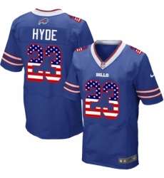 Men's Nike Buffalo Bills #23 Micah Hyde Elite Royal Blue Home USA Flag Fashion NFL Jersey