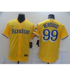 Men's Boston Red Sox #99 Alex Verdugo Nike Gold-Light Blue 2021 City Connect Replica Jersey