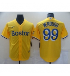 Men's Boston Red Sox #99 Alex Verdugo Nike Gold-Light Blue City Connect Jersey